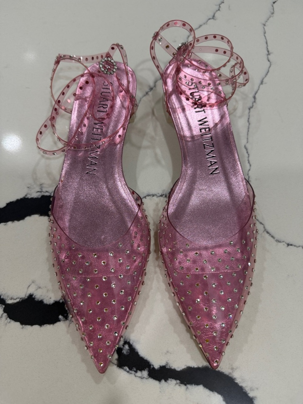 Pink Embellished Ankle-Tie Flat Heels - Women - Picture 4 of 7